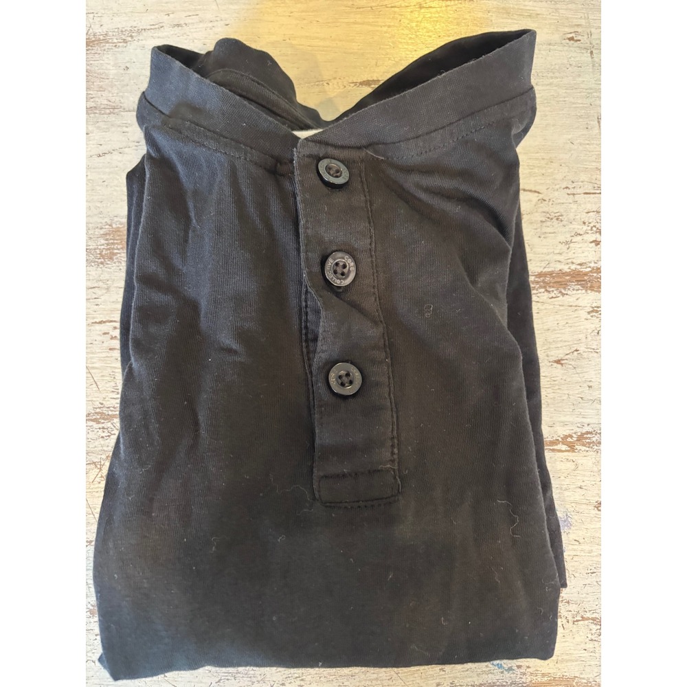 CORE COLLECTION henley shirt mens M black short sleeve cotton modal stretch